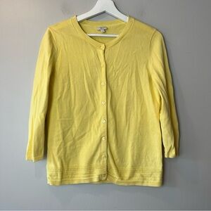 Talbots Three Quarter Sleeve Button Up Yellow Cardigan Small